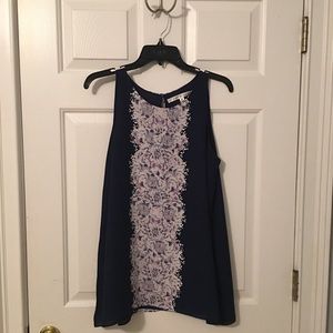  Navy Blue Abstract Pattern blouse